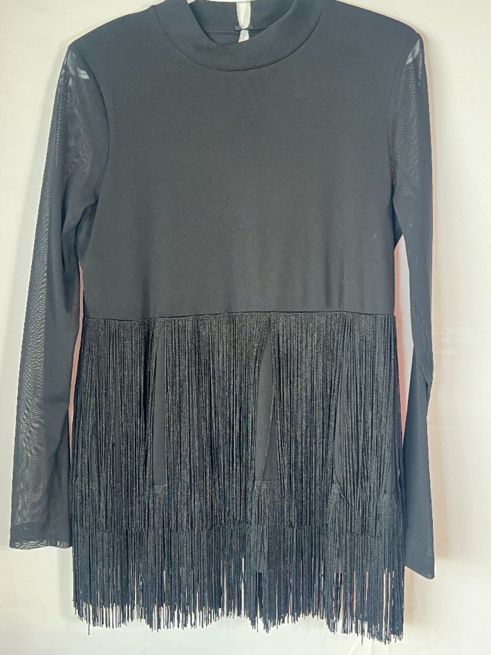 RIANI Luxury Black Fringe Tunic German Designer Elegant Statement Piece 12 EU38
